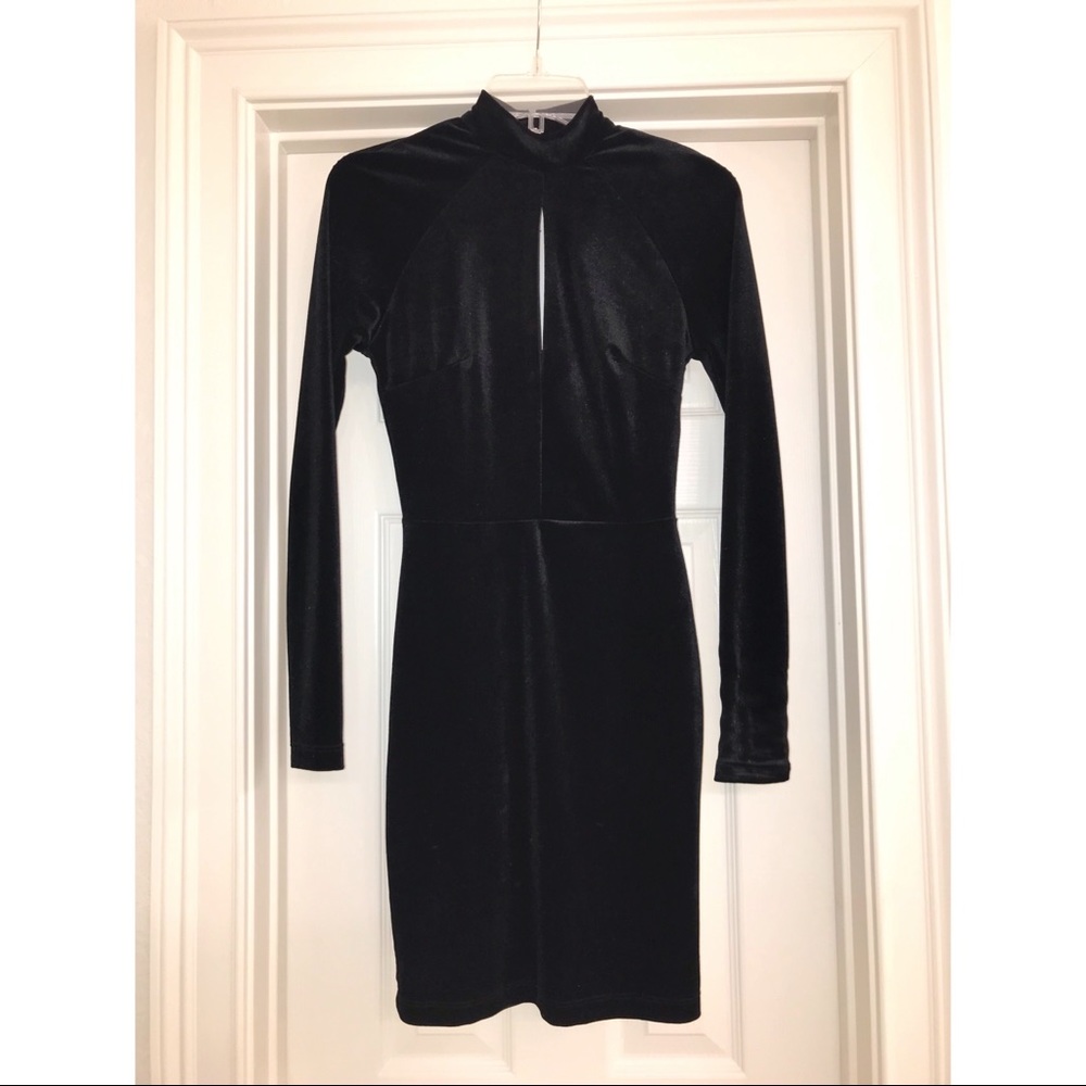 Black velvet long sleeve dress